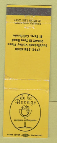 Matchbook Cover - De La Bocage Cookware El Toro CA WEAR