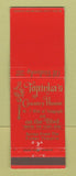 Matchbook Cover - Topinka's Country House Detroit MI
