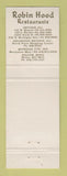 Matchbook Cover - Robin Hood Restaurants Chicago Arlington Heights IL WEAR