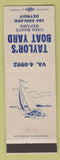 Matchbook Cover - Taylor's Boat Yard Detroit MI