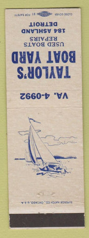 Matchbook Cover - Taylor's Boat Yard Detroit MI