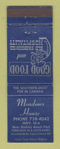 Matchbook Cover - Meadows House New Hamburg? ON