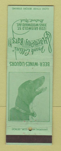 Matchbook Cover - Frank Collins' Harmony Bars Detroit MI