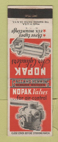 Matchbook Cover - Nopak Air Cylinders Valves Milwaukee WI