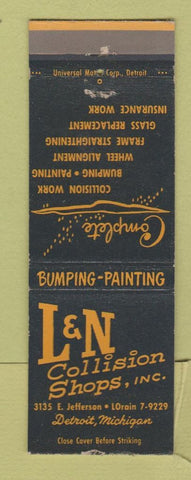 Matchbook Cover - L&N Collision Shop Auto Body Detroit MI