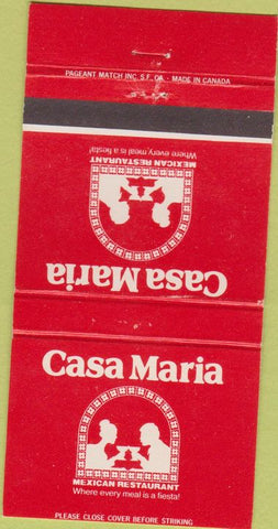 Matchbook Cover - Casa Maria Restaurant Ventura CA 30 Strike