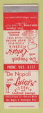 Matchbook Cover - De Napoli Luigi's Pizza Detroit MI