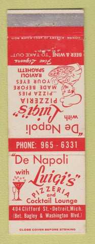 Matchbook Cover - De Napoli Luigi's Pizza Detroit MI