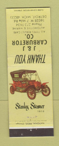 Matchbook Cover - J&J Carburetor Detroit MI