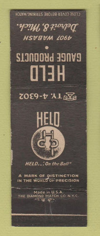 Matchbook Cover - Held Gauge Products Detroit MI