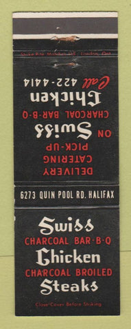 Matchbook Cover - Swiss Charcoal BBQ Steaks Chicken Halifax NS