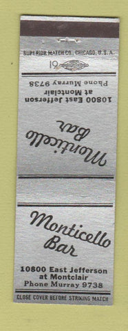 Matchbook Cover - Monticello Bar Detroit MI