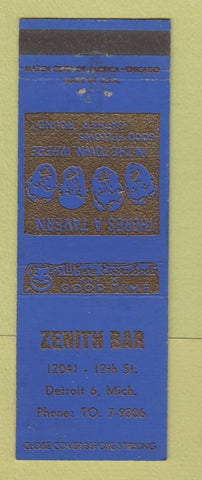 Matchbook Cover - Zenith Bar Detroit MI