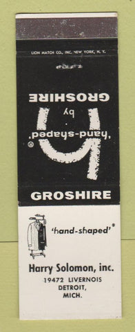 Matchbook Cover - Groshire Hand Shaped Harry Solomon Detroit MI