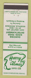 Matchbook Cover - Harry and Alma's Supper Club Roseville MI WEAR