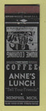 Matchbook Cover - Anne's Lunch Memphis MI