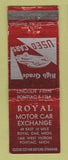 Matchbook Cover - Royal Motor Car Exchange Pontiac Royal Oak MI WEAR