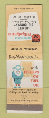 Matchbook Cover - Phillips 66 oil gas Luckett Oil Estes Park Boulder Colorado