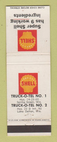 Matchbook Cover - Shell oil gas Spring Green Lake Delton WI WEAR