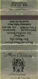 Matchbook Cover - Mon Chateau French Restaurant El Toro CA 30 Strike