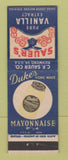 Matchbook Cover - Sauer's Vanilla Extract Duke's Mayonnaise Richmond VA
