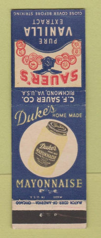 Matchbook Cover - Sauer's Vanilla Extract Duke's Mayonnaise Richmond VA