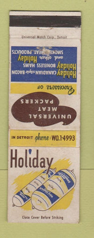 Matchbook Cover - Holiday Smoke Ham Canadian Bacon Detroit MI WEAR