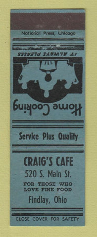 Matchbook Cover - Craig's Cafe Findlay OH