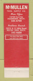 Matchbook Cover - McMullen Tools Dearborn Royal Oak MI