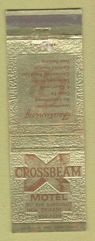 Matchbook Cover - Crossbeam Motel New Orleans LA WORN