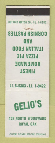 Matchbook Cover - Gelio's Italian Restaurant Pizza Royal Oak MI