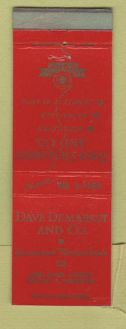 Matchbook Cover - Dave Demarest  Machine Tool Detroit MI WEAR