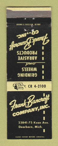 Matchbook Cover - Frank Bancroft Grinding Wheel Abrasive Dearborn MI