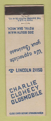 Matchbook Cover - Charlie Clohecy Oldsmobile Royal Oak MI