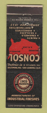 Matchbook Cover - Consol Paint Enamels Baltimore MD San Leandro CA WEAR