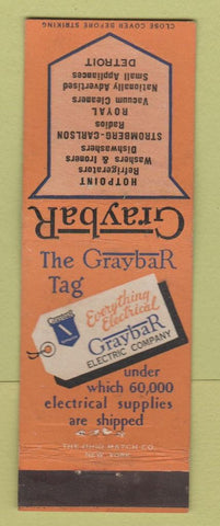 Matchbook Cover - Graybar Electric Company Detroit MI Hotpoint Appliances