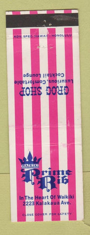 Matchbook Cover - Grog Shop Prime Rib Waikiki Hawaii WEAR