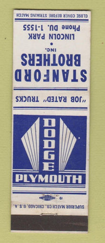 Matchbook Cover - Dodge Plymouth Stanford Brothers Lincoln Park MI