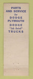 Matchbook Cover - Dodge Plymouth Stanford Brothers Lincoln Park MI