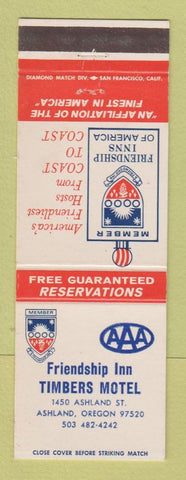 Matchbook Cover - Friendship Inn Timbers Motel Ashland OR