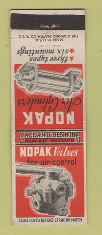 Matchbook Cover - Nopak Air Cylinders Valves Milwaukee WI