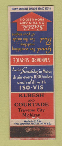 Matchbook Cover - Iso Vis Standard oil gas Kubesh Courtade Traverse City MI WORN