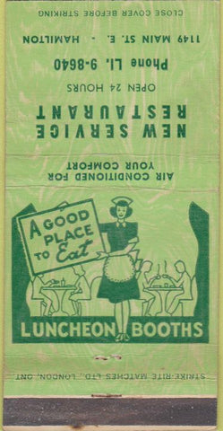 Matchbook Cover - New Service Restaurant Hamilton no state 30 Strike