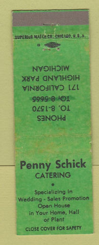 Matchbook Cover - Penny Schick Catering Highland Park MI WEAR