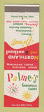 Matchbook Cover - Palmer's Sandwich Shops Detroit MI
