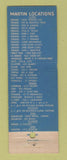 Matchbook Cover - Martin oil gas Ethyl