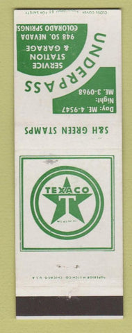 Matchbook Cover - Underpass Texaco oil gas Colorado Springs