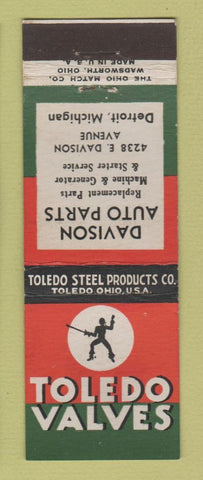 Matchbook Cover - Toledo Valves Davison Auto Parts Detroit MI