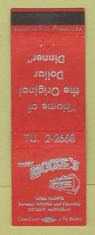 Matchbook Cover - Harry Moore's Restaurant Detroit MI