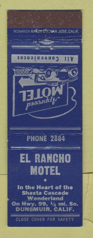Matchbook Cover - El Rancho Motel Dunsmuir CA
